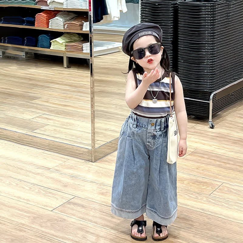 Toddler Striped Denim Tank Top Pants