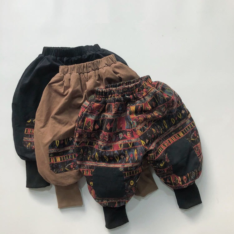 Toddler Retro Graffiti Patch Fleece Lined Pants