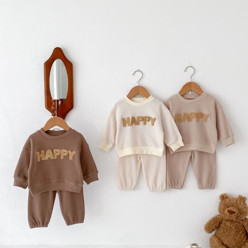 HAPPY Baby 2-Piece Embroidered Waffle Set