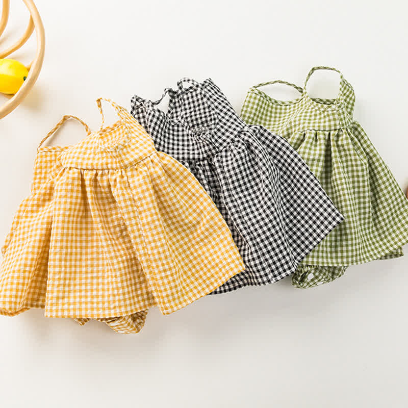 Baby Plaid Skirted Suspender Bodysuit