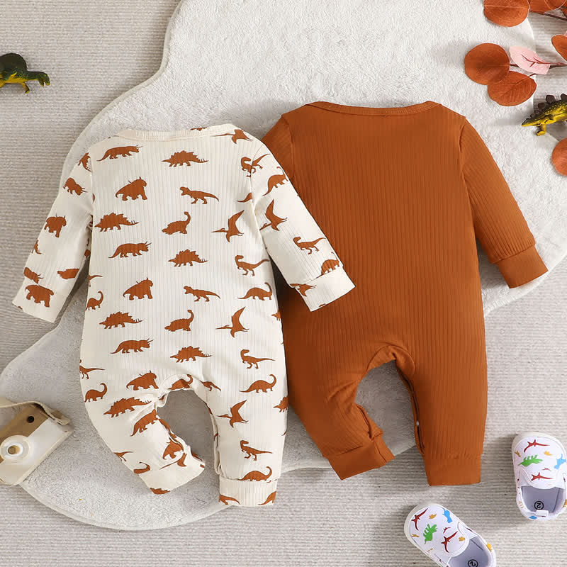 2-Pack Baby Dino Solid Color Romper