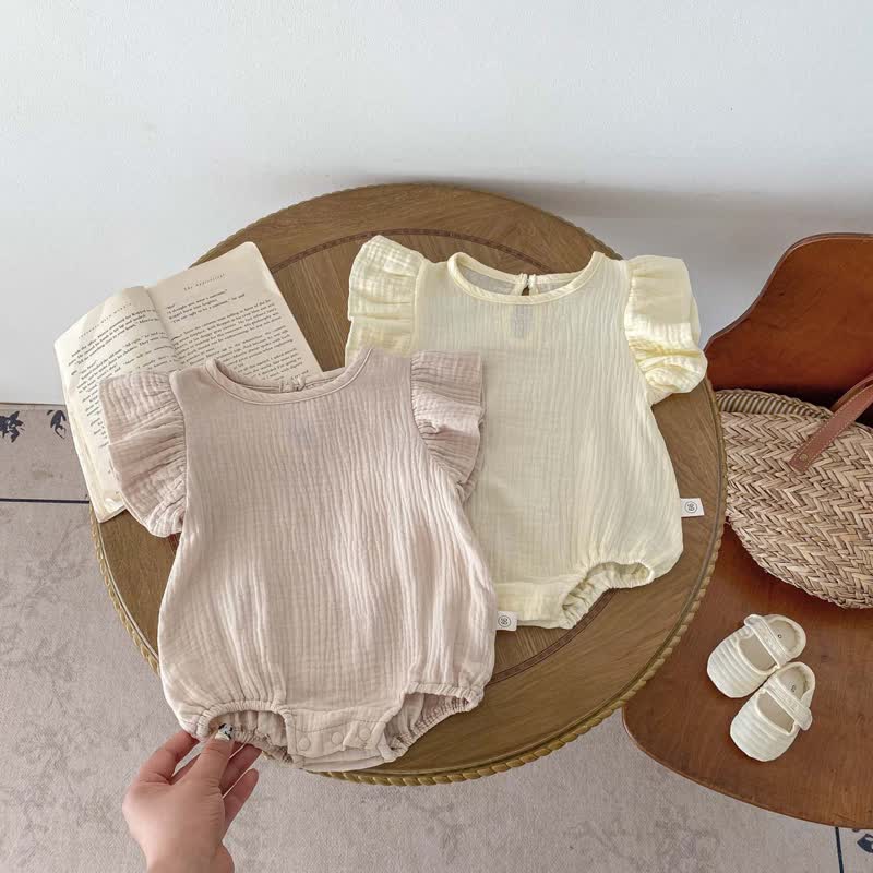 Baby Ruffled Sleeve Solid Color Bodysuit