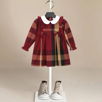 Sophia Plaid Burgundy Dress