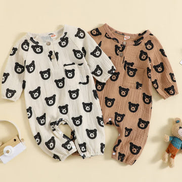 Baby Printed Bear Pocket Casual Romper