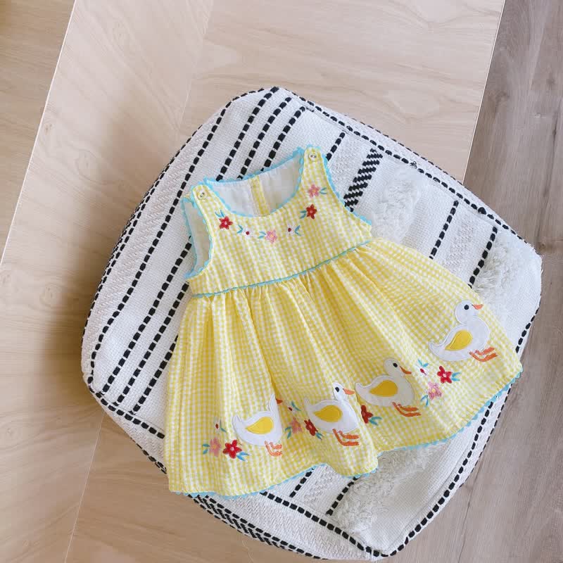 Toddler Girl Duck Yellow Plaid Dress