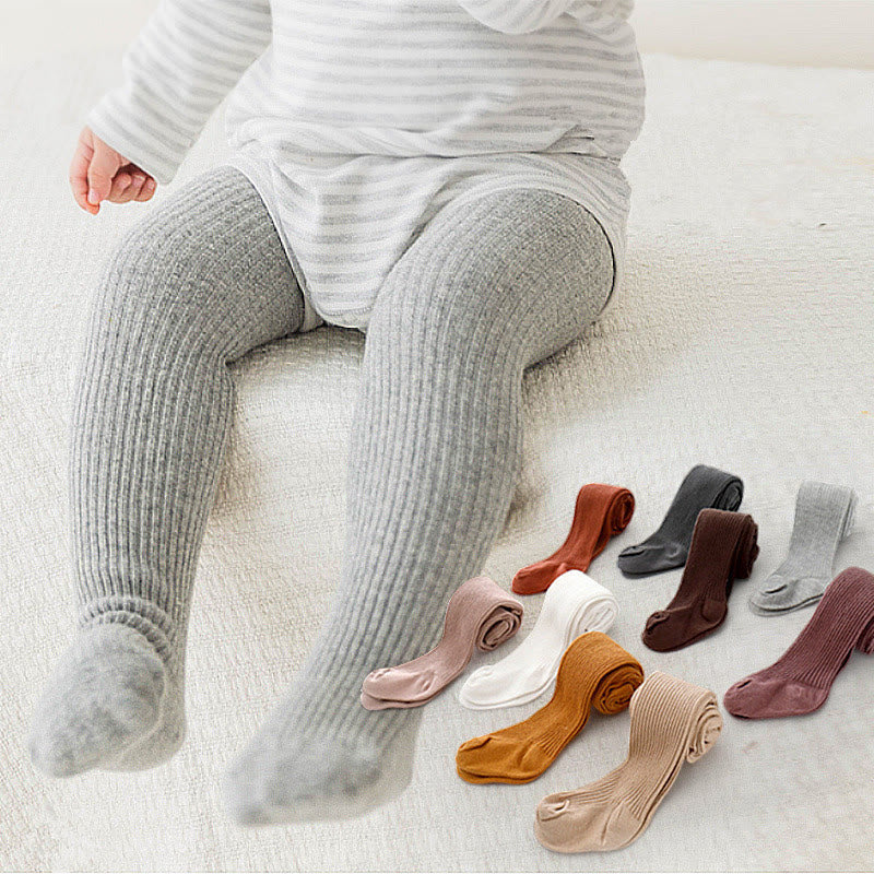 Baby Ribbed Solid Color Tights