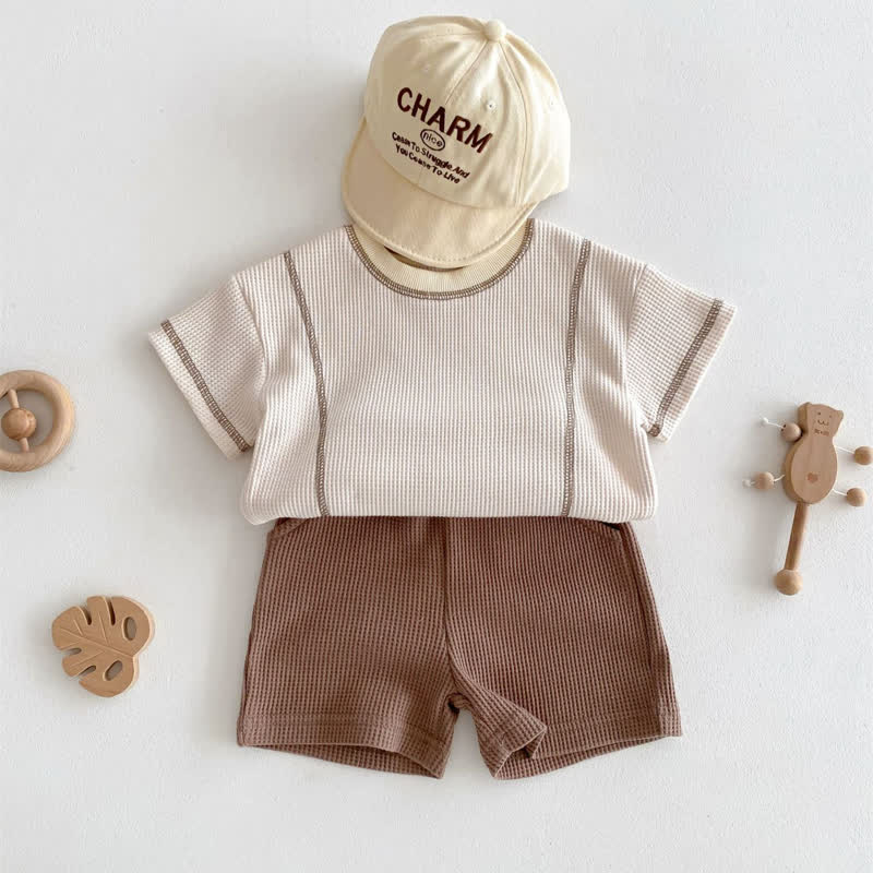 Baby 2-Piece Waffle Sweatsuit Simple Set