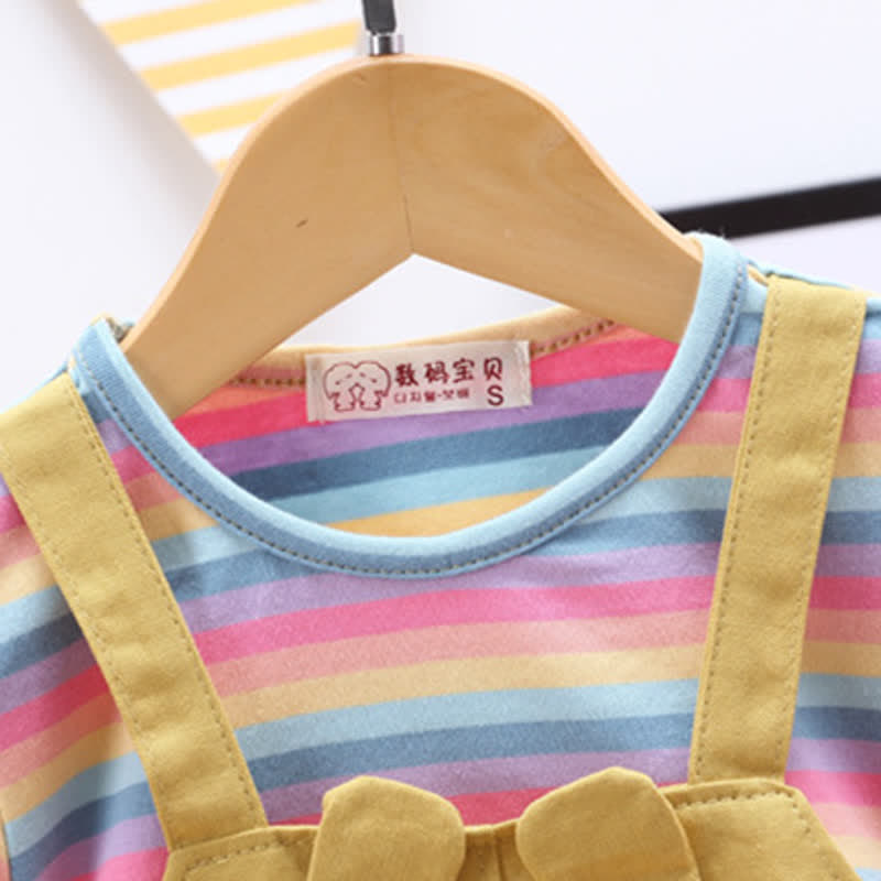 Baby Fake 2pcs Bunny Colorful Striped Dress