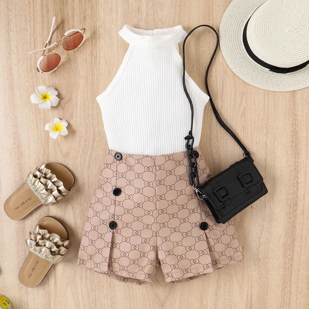 Retro Style Summer Top & Shorts Matching Set