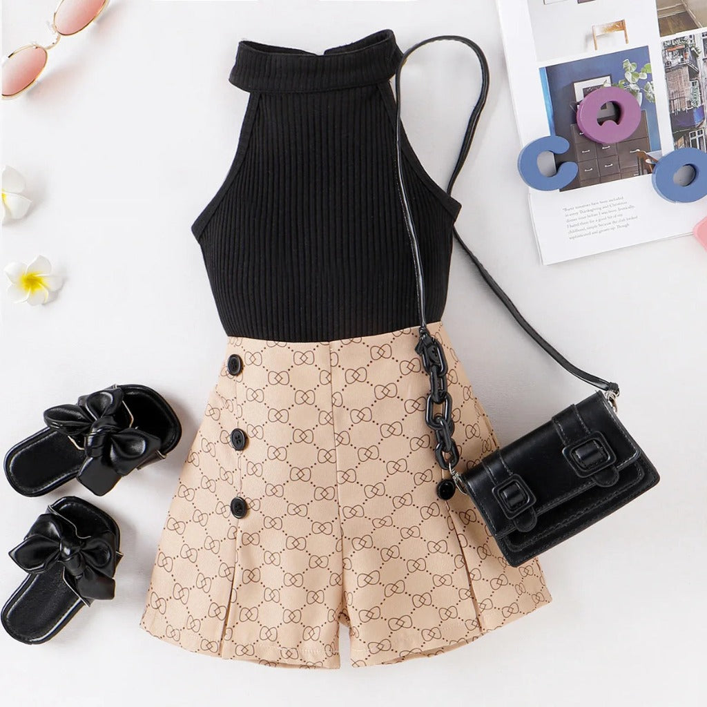 Retro Style Summer Top & Shorts Matching Set