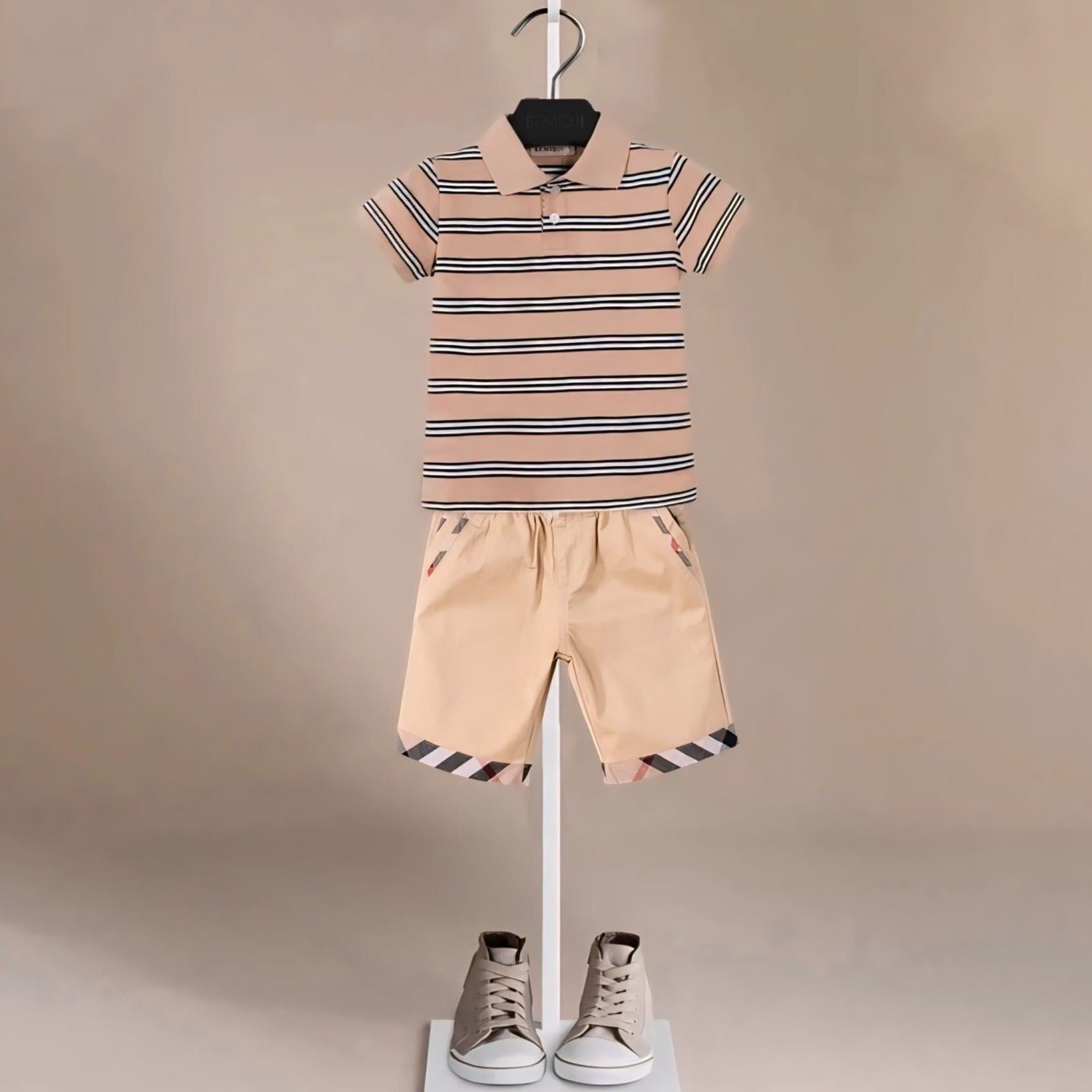 Top & Bottom Beige Boys' Matching Set