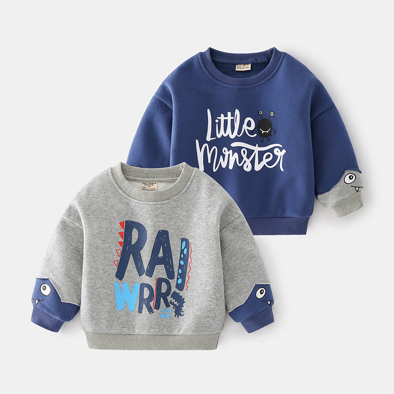 LITTLE MONSTER Toddler Animal Slogan Sweatshirt