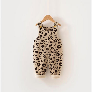 Baby Toddler Leopard Print Beige Overalls