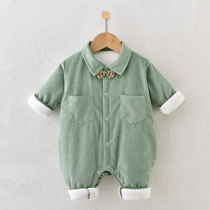 Baby Quilted Bow Moustache Romper