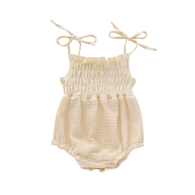 Baby Solid Color Smocked Sling Bodysuit