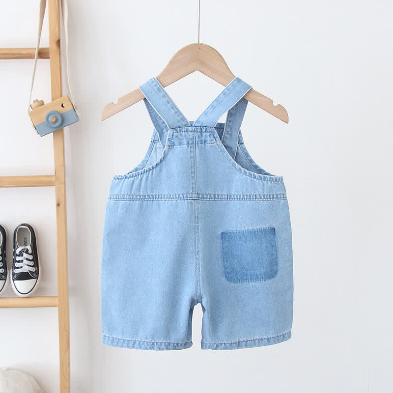 Toddler Denim Solid Color Simple Overalls