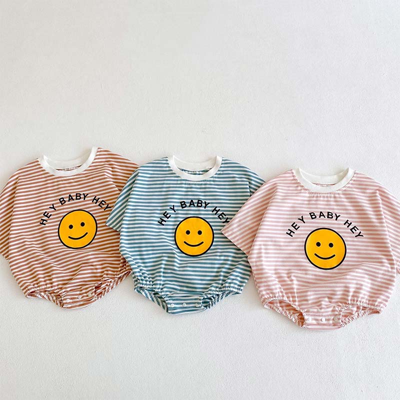 HEY BABY HEY Baby Smile Striped Bodysuit