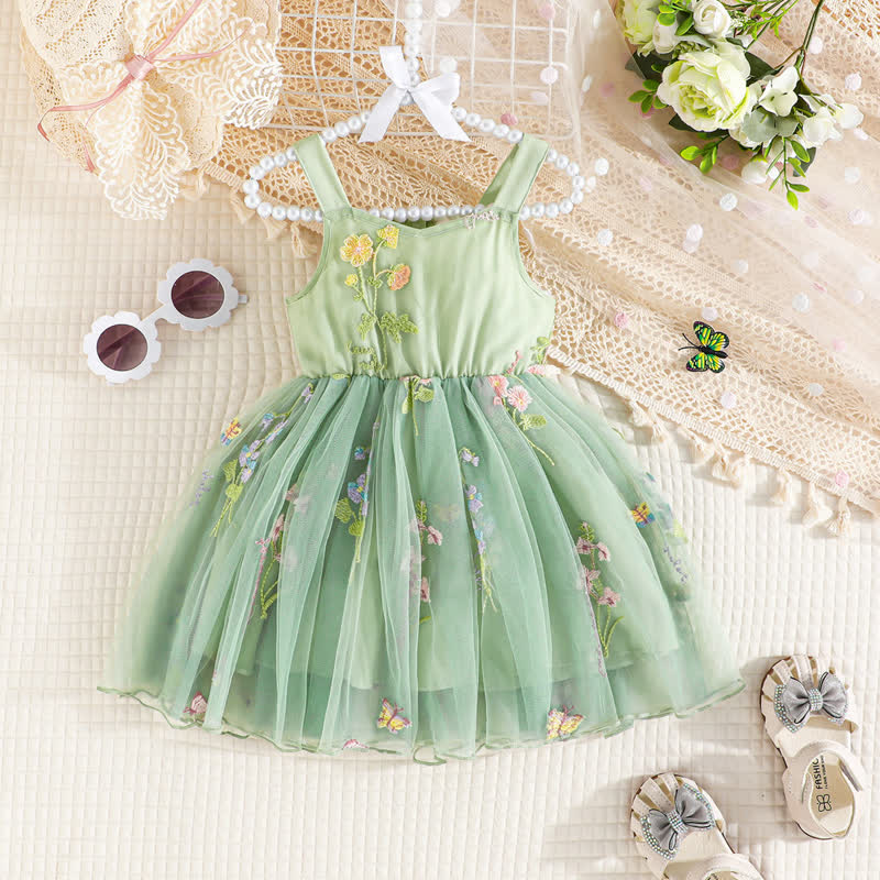 Baby Tulle Embroidered Flower Bow Dress