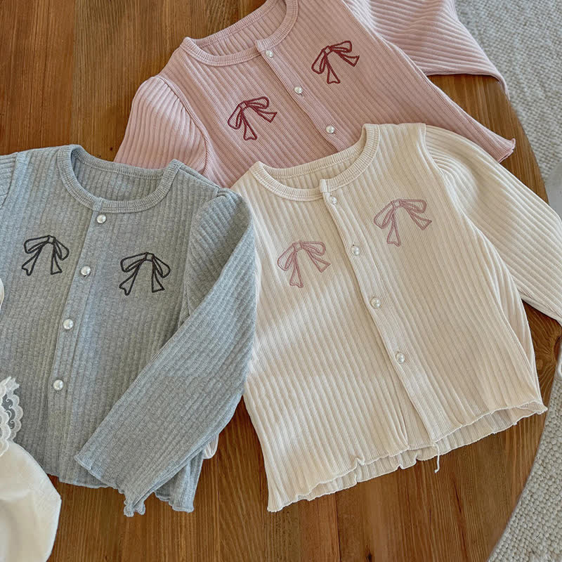 Kid Girl Bows Knit Cardigan Sweater