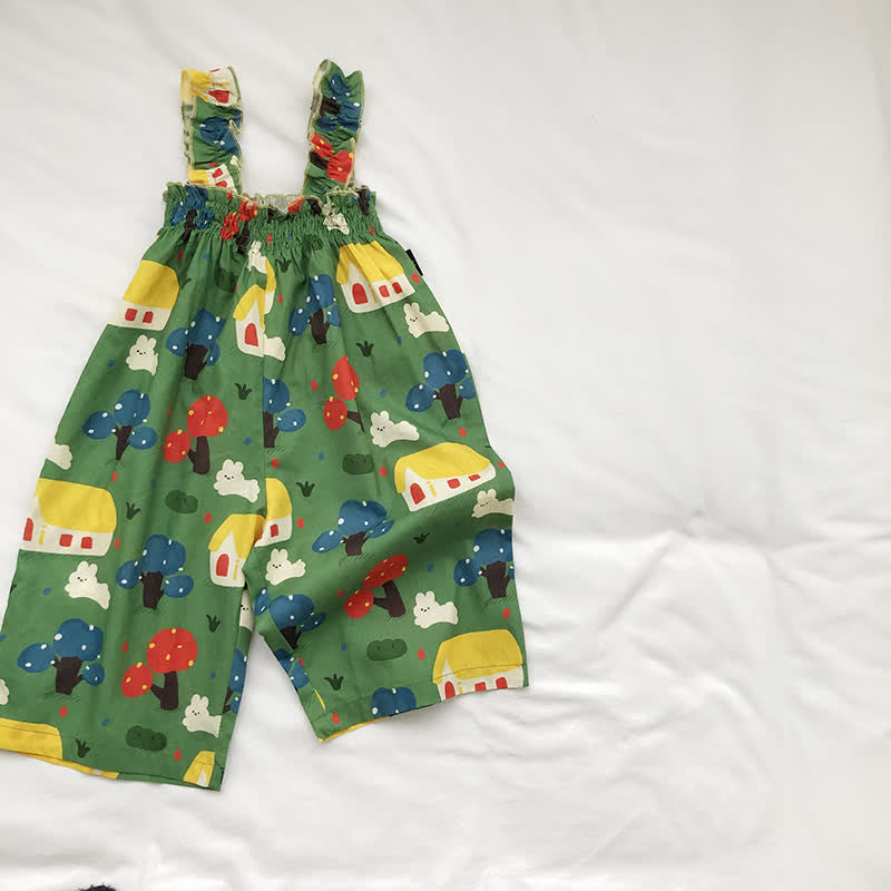 Toddler Bunny House Colorful Overalls