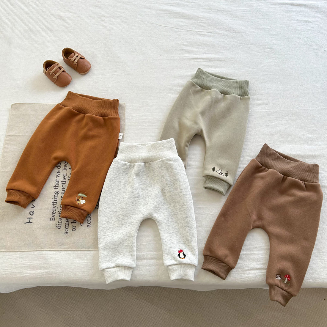 Baby Embroidered Animal Warm Jogger Pants