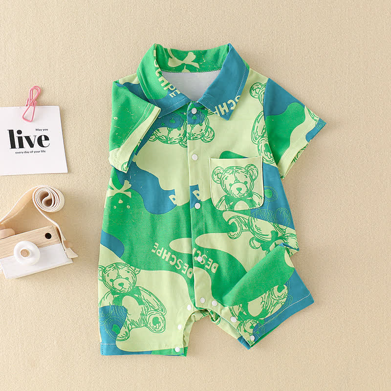 DESCHPE Baby Boy Green Bear Romper