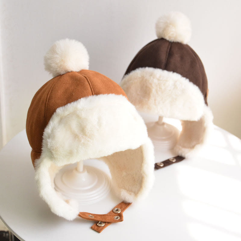 Baby Fleece Warm Hairball Hat