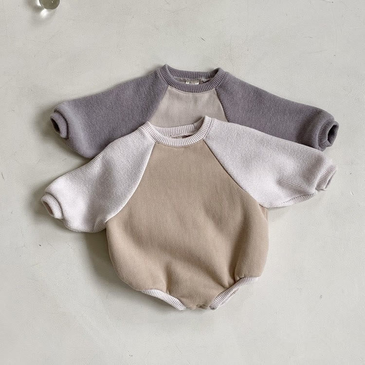 Baby Contrast Sleeves Simple Bodysuit