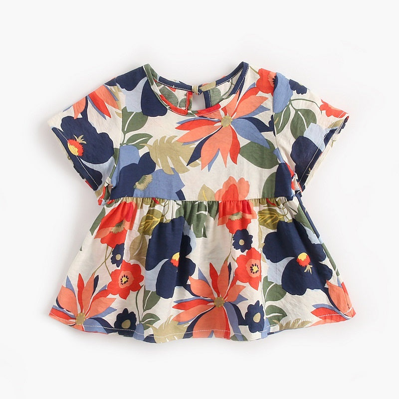 Baby Girl Orange Flower Print Dress