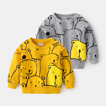 Toddler Cute Cartoon Bear Round Neck Sweatshirt