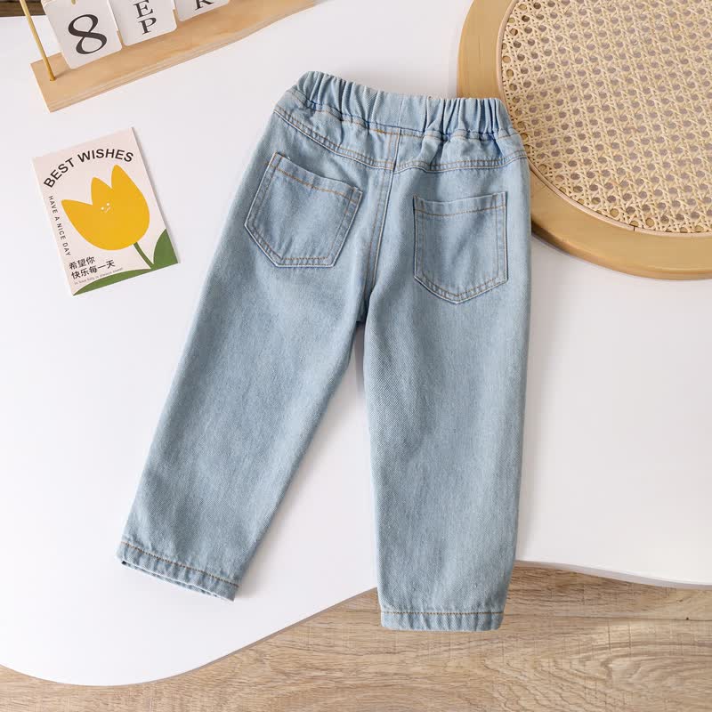 Toddler Girl Embroidered Lollipop Denim Pants