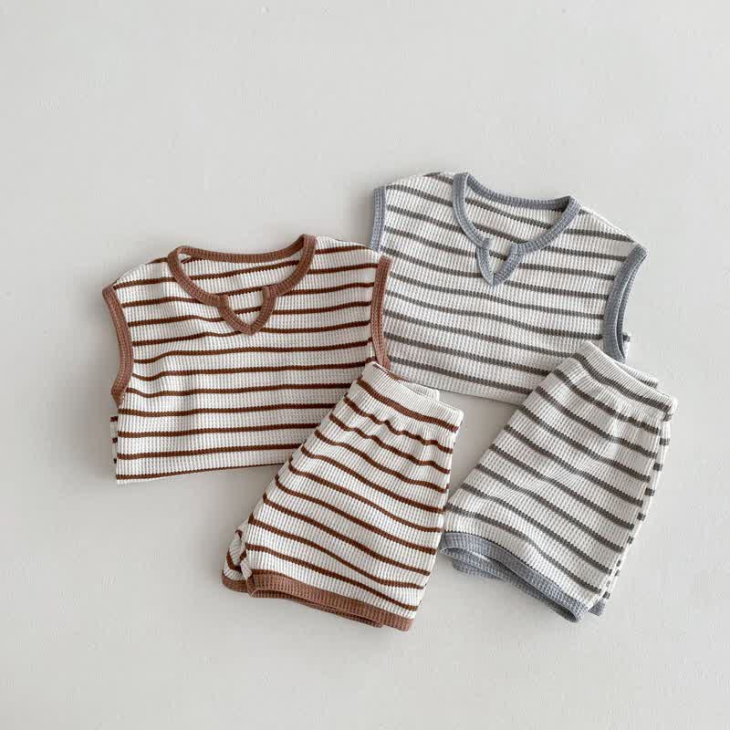 Toddler 2-Piece Waffle Pajamas Striped Set