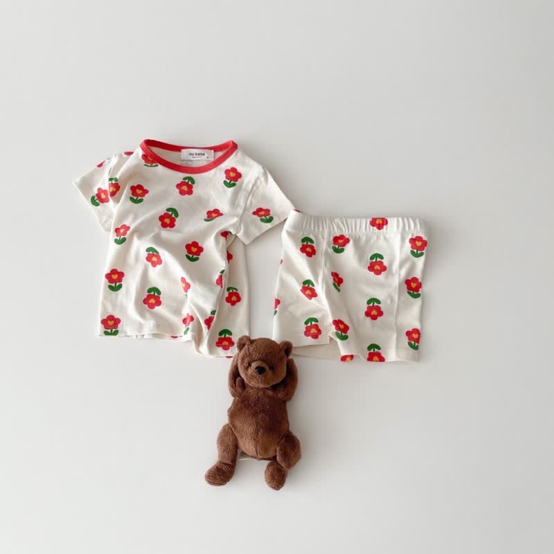 Baby Flower Bear Pajamas Set