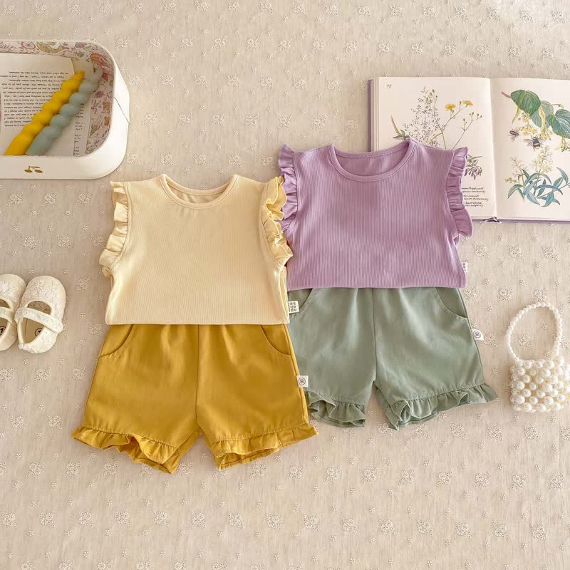 Toddler Girl Ruffled Lovely T-shirt Shorts