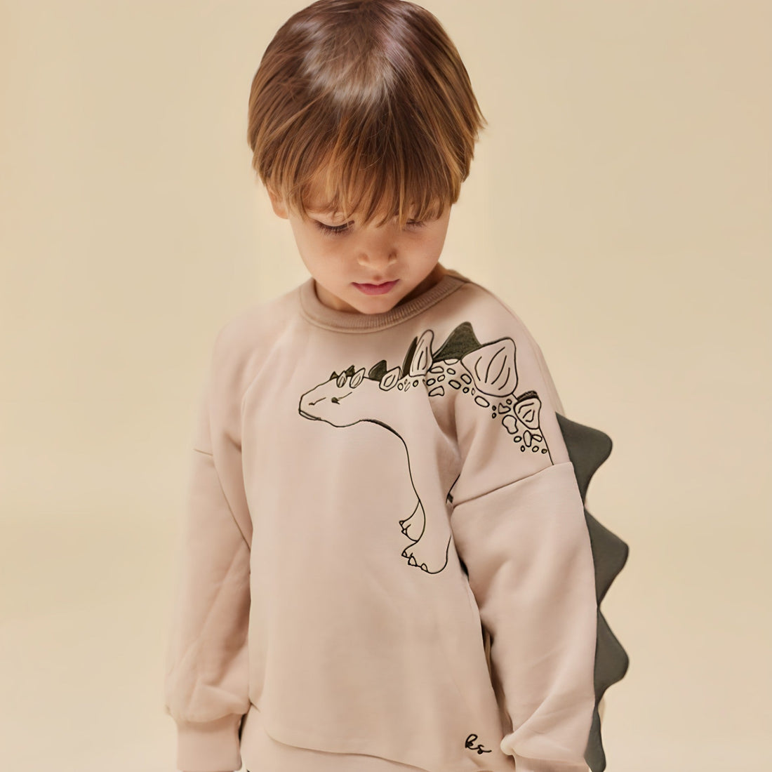 Beige Boys' Dino Tail Sweatshirt