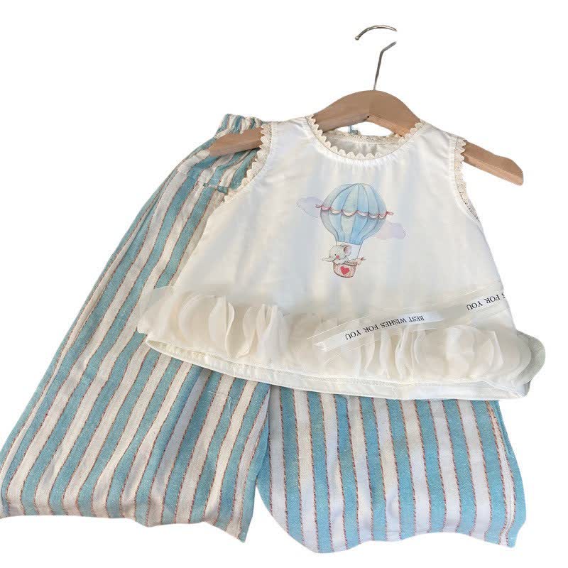 Toddler Girl Petal Tank Top Striped Pants 2-piece Set