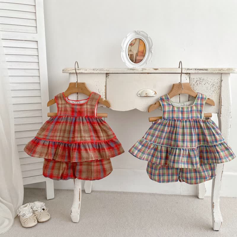 Baby Girl 2-Piece Plaid Sleeveless Set