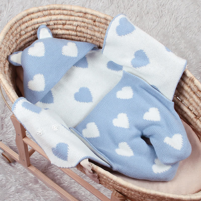 Baby Knitted Heart Hooded Sleep Bag