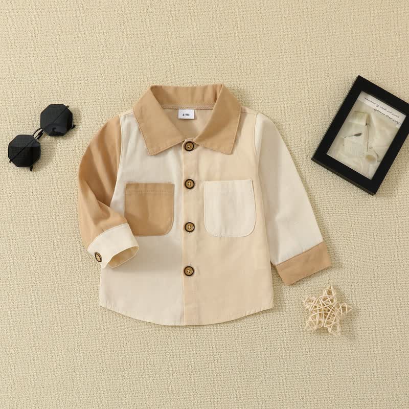 Baby Color Block Double Pocket Shirt