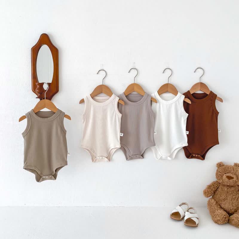 Baby Solid Color Ribbed Sleeveless Bodysuit