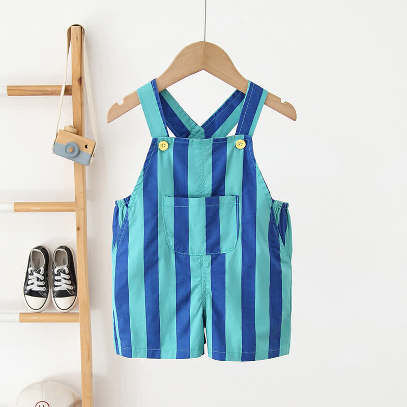 Toddler Vertical Striped Design Casual Overalls