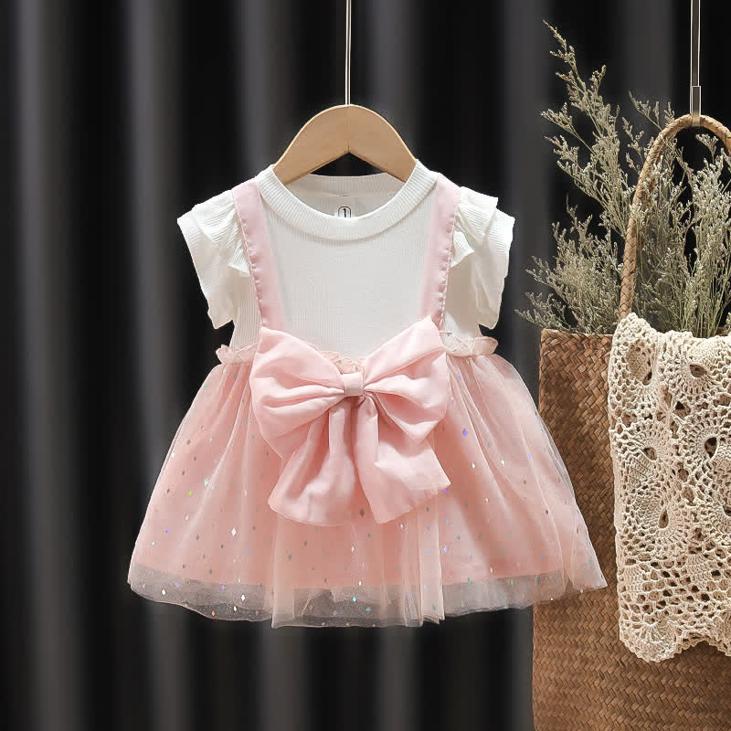 Baby Toddler Fake 2Pcs Bow Tulle Dress