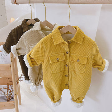 Baby Fleece Lined Corduroy Romper