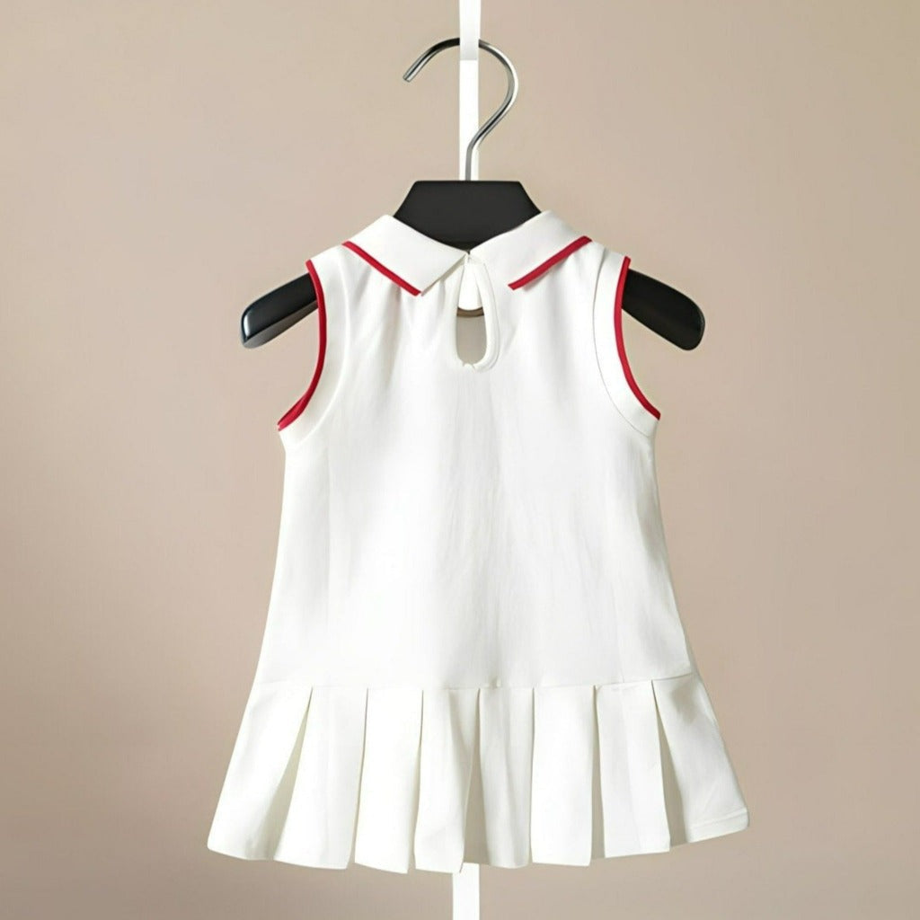 Arya Tennis Girls' Dress in White and Navy