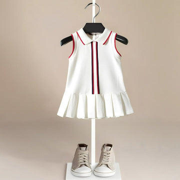 Arya Tennis Girls' Dress in White and Navy