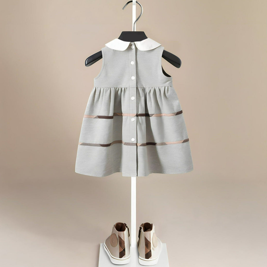 Cotton Girls' Dress in Gray