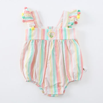 Baby Embroidered Striped Ruffled Bodysuit