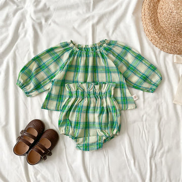 Baby Plaid Crew Neck 2 Piece Set