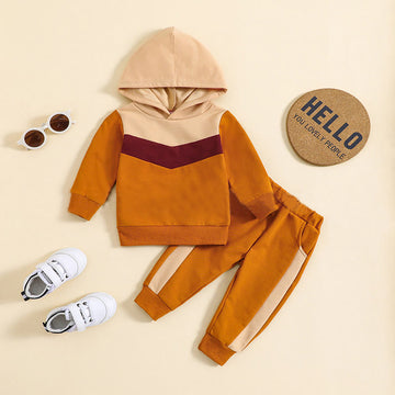 Baby Color Block Hooded Sweatsuit 2 Pieces Set