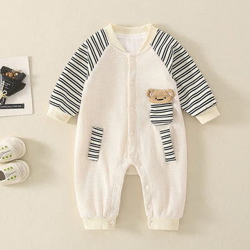 HAPPY Baby Bear Striped Sleeve Romper